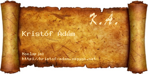 Kristóf Ádám névjegykártya